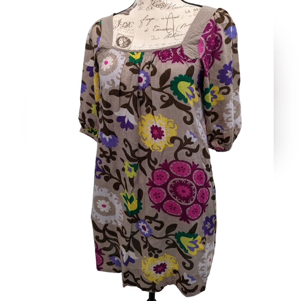 Old Navy *Sz Small* Puff Sleeve Mini Dress Boho Cotton Floral